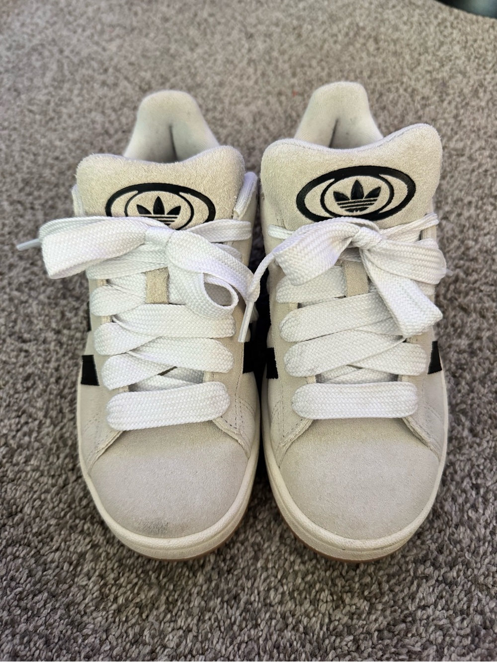 Adidas White/Cream Suede Campus Sneakers